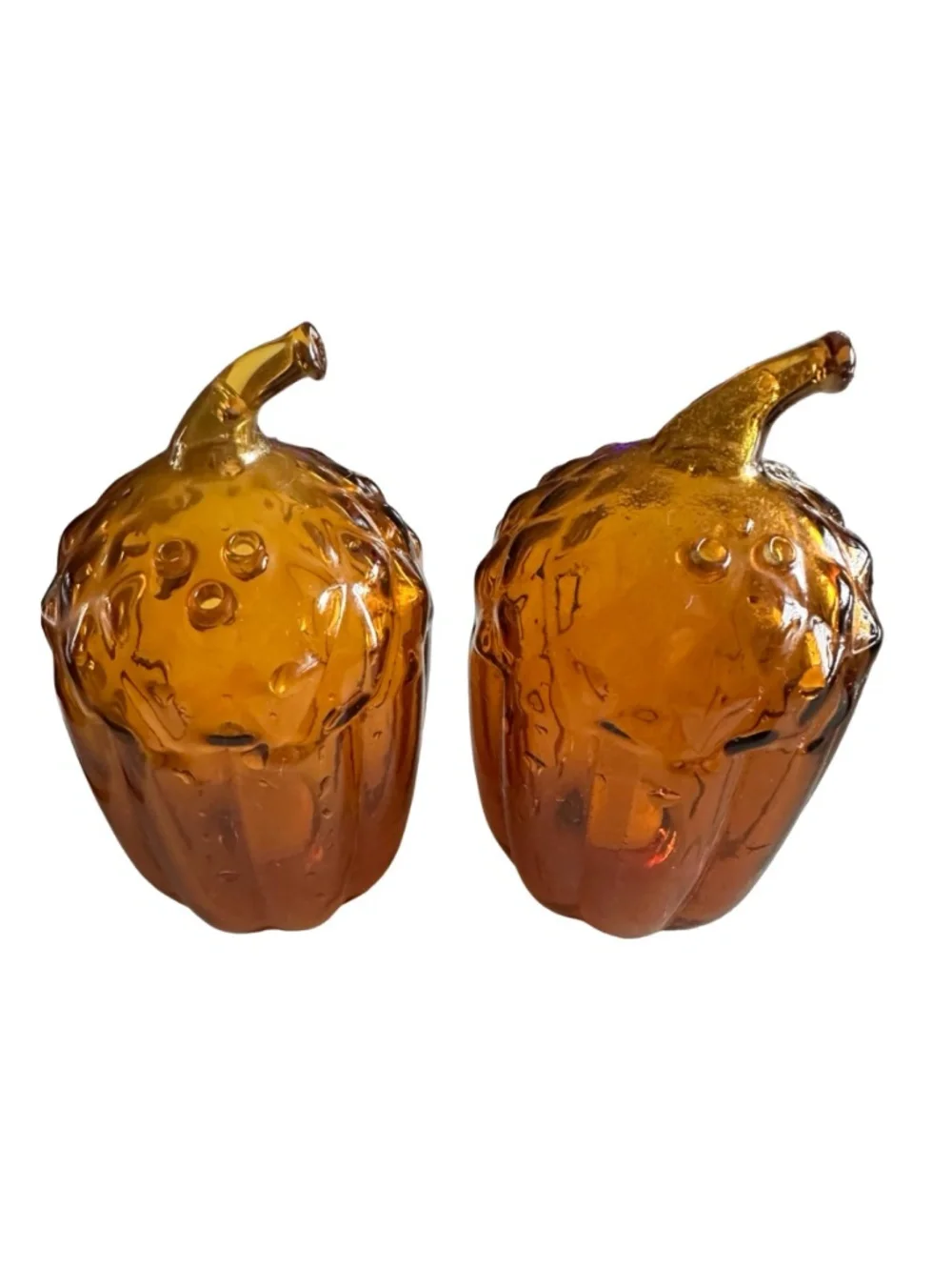 PIER 1 IMPORTS Amber Glass Salt & Pepper Shaker 3 1/4” (set of 2) Acorn Shaped